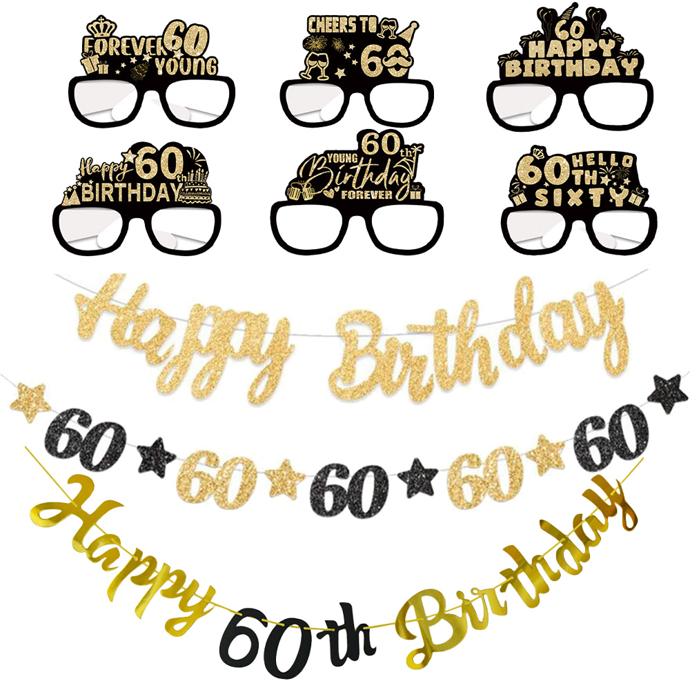 Party Banner Gold - Décorations de fête d'anniversaire 60 ans