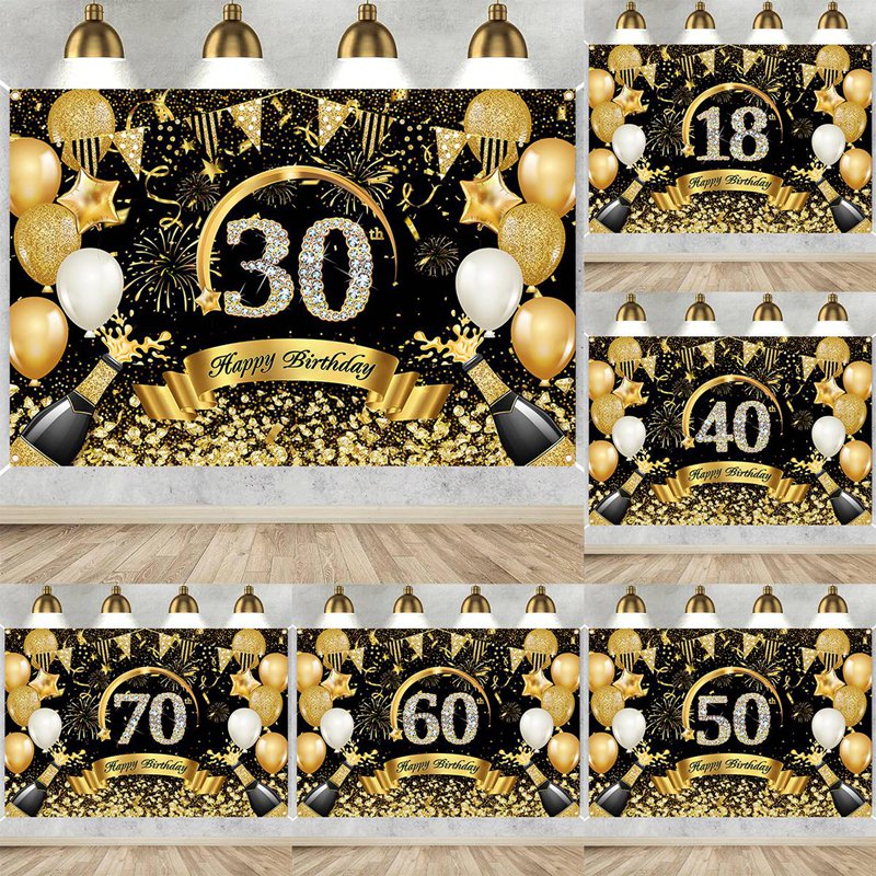 Party Banner Gold - Bannières joyeux 30e 40e 50e anniversaire,
