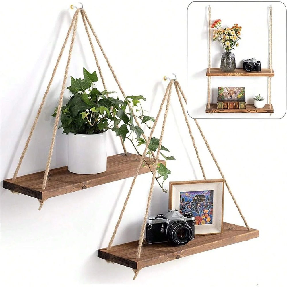 Flower Wall Panel - 1pc Étagère murale suspendue en bois