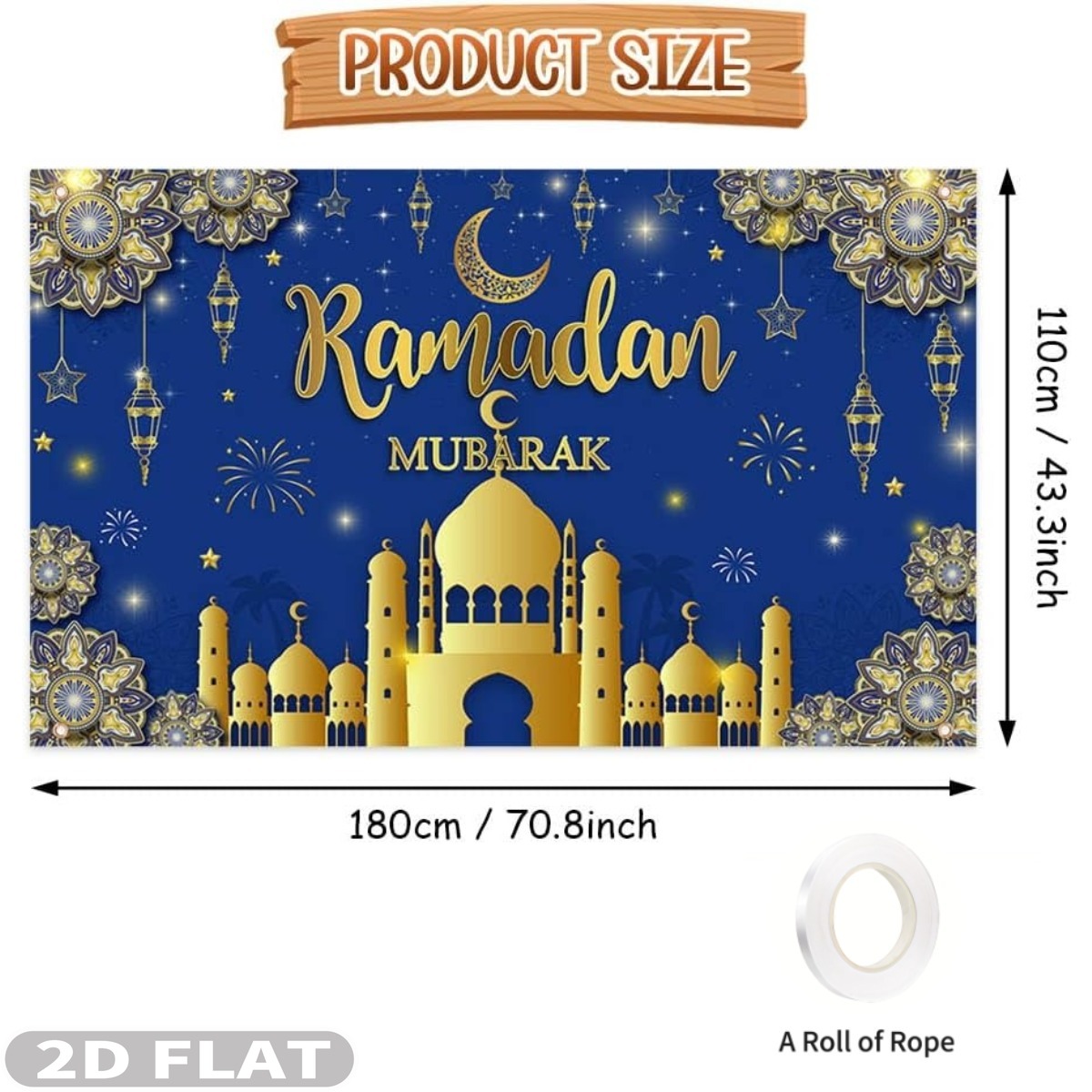 2D PLAT 1pc Ramadan Mubarak dé - Party Banner Gold avis et prix